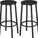 HOOBRO Bar Stools, Set of 2 Bar Chairs, Kitchen Round Height Stools with Footrest, Breakfast Bar Stools, Sturdy Steel Frame, for Dining Room, Kitchen, Party, Easy Assembly, Rustic Brown BK03BY01N1 (Black)
