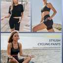 CAMPSNAIL Biker Shorts Women with Pockets - 5" High Waisted Workout Spandex Tummy Control Gym Running Yoga Shorts (Small-Medium, 1#black)