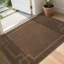 BEQHAUSE Door Mat 36" x 60", Non-Slip Door Mats Indoor Entryway Rugs Washable Low-Profile Absorbent and Stain Resist Floor Mats, Dog Door Mat for Front Back Door, Mud Wet Shoes & Paws, Brown