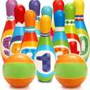 Coloch Kids Bowling Set, Indoor Toddler Bowling Game Educational Toy Game Soft Colorful 10 Foam Pin and 2 Balls Play Game Printed with Numbers for Baby Age 3+, Boys and Girls, Birthday Gift