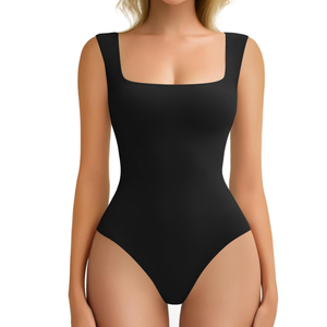 Avidlove Bodysuits for Women Square Neck Body Suit Double Lined Tank Top Bodysuit Soft M