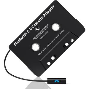Mersoco Car Audio Bluetooth Cassette Receiver, Tape Player Wireless Bluetooth 5.0 Cassette Aux Adapter with Hands-Free Calling (Black)