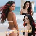 Black Mixed Red Lace Front Wig for Women 5x4x1 Lace Hairline Long Wavy Middle Part Glueless Wear and Go Wig Heat Resistant Synthetic Wigs for Daily Party Use 24IN