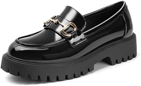 MUSSHOE Loafers for Women Platform Chunky Comfortable Slip-On Womens Loafers Fashion Business Work Dressy Casual Shoes, Size 7