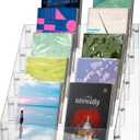 5 Tier Acrylic Book Display Rack, Desktop Book Display Stand Clear Acrylic Holder for Bookmark, Album, CD, Postcard, Photo, Thickened Bookshelf for Bookstore School Office Home