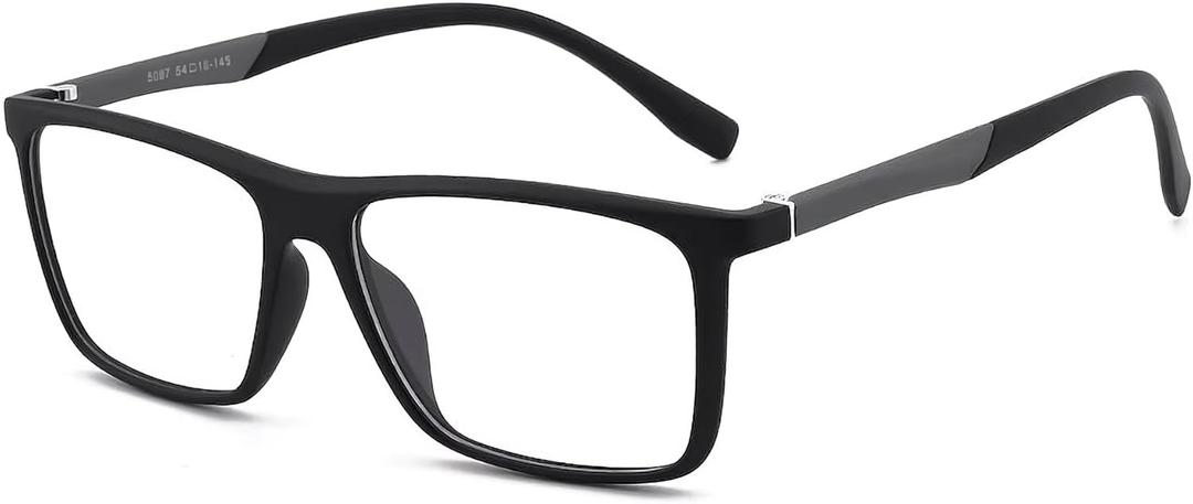 GUDVUE Mens Blue Light Glasses Rectangle Computer Glasses Gaming Glasses, Black/Gunmetal