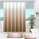 OLANLY Luxury Beige and White Ombre Shower Curtain Sets with 12 Hooks, Waterproof and Washable Decorative Shower Curtains for Bathroom, 72x72 Inches