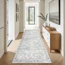 2x8 Hallway Runner Rug: Washable Vintage Floral Entryway Rugs Low Pile Non-Slip Boho Carpet for Kitchen, Bedroom, Bathroom, Dining Room (Grey, 2'x8')