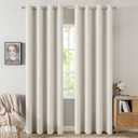 MIULEE Linen Texture Curtains for Bedroom Solid 100% Blackout Thermal Insulated Linen Beige Curtains Grommet Room Darkening Drapes for Living Room Nursery 52x84 Inch (2 Panels)