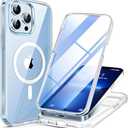 Miracase Magnetic Case for iPhone 13 Pro 6.1 Inch,with MagSafe,Built in Screen Protector,Full Body Protective(Clear)