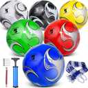 6 Pack Size 5/4/3 Soccer Balls for Training & Matches Official Size & Weight, Includes Carry Net, Needles, Air Pump Ideal for Youth and Adult Players