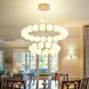Modern Ring Chandeliers 2 Rings Bubble Chandelier Round Pendant Light Gold, 2-Ring Dia 16"+24"