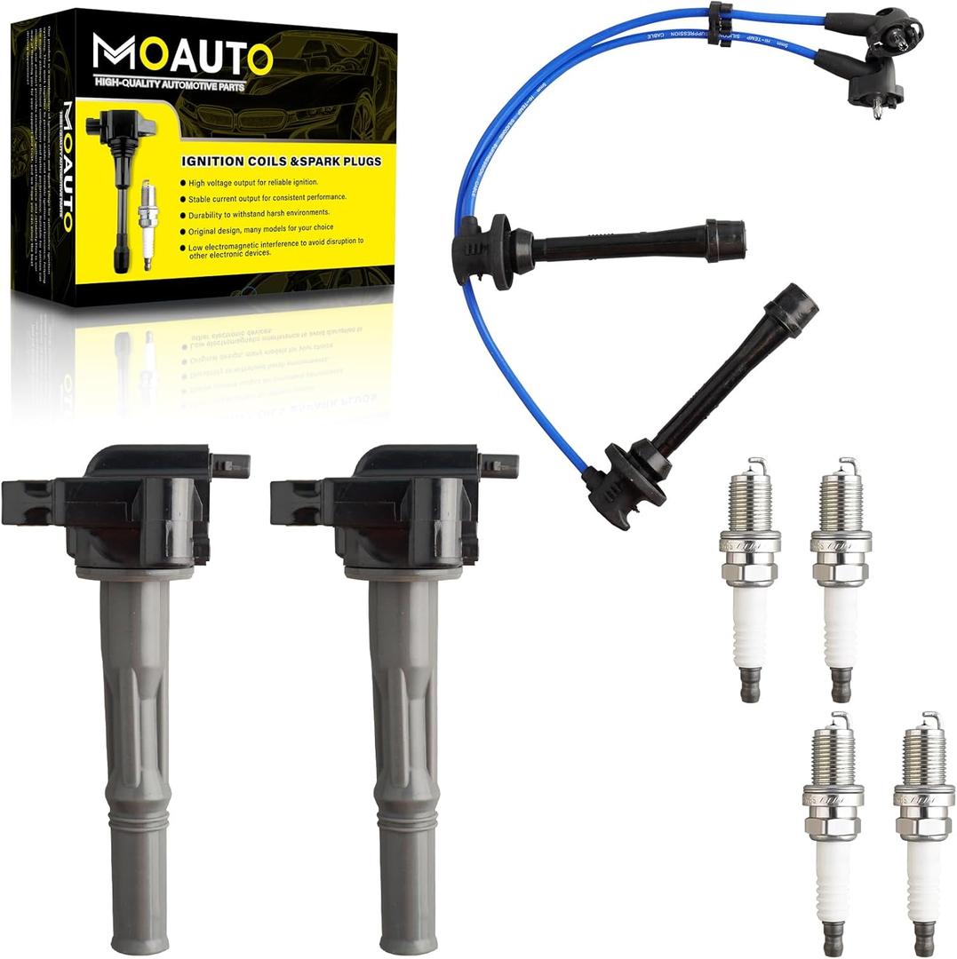 Set of 2 Ignition Coils Pack 90919-02213 UF170 & 4 PCS Iridium Spark Plugs with Wire Set Compatible with Toyota Paseo 1996-1999 Tercel 1995-1999 1.5L L4