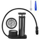 Bike Pump, Upgraded Mini Portable Bicycle Pump, Foot Bike Pump with Pressure Gauge, Tire Inflator Device, Compatible Universal Presta and Schrader Double Valve Bicycle Air Pump (Black)