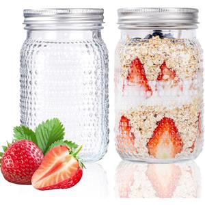 LUODA MirthMood 32 OZ Wide Mouth Mason Jars, 2 PACK Glass Mason Jars with Airtight Lids, Quart Mason Jars Wide Mouth for Preserving, Meal Prep, Overnight Oats, Sauces,Honey, Jam, Yogurt or Jar Decor