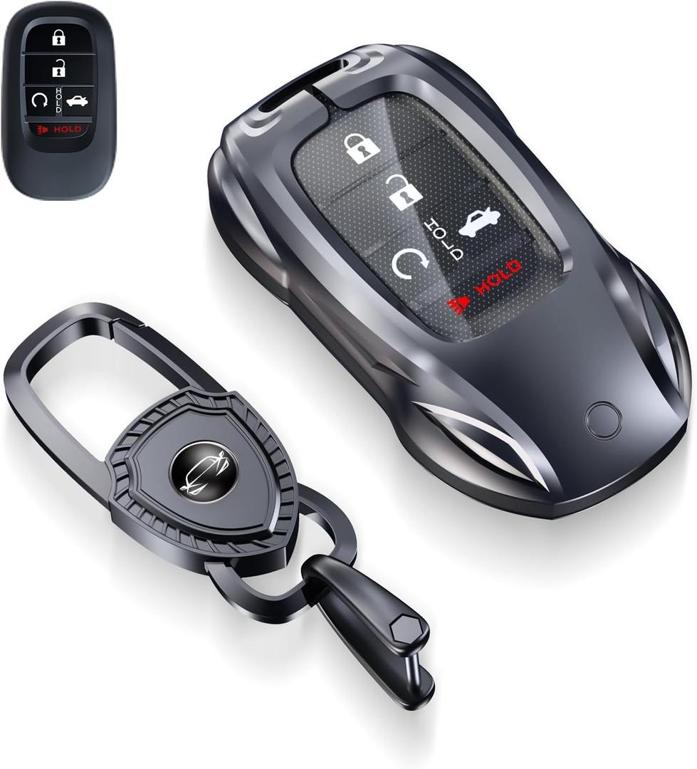 for Honda Key Fob Cover with Keychain - 2025 2024 2023 2022 2021 2016-2020 Civic Accord CR-V Pilot HR-V Ridgeline Odyssey Passport Key Fob Case Protector (Classic BlackFor Honda-B)