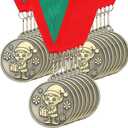 30 Pcs/60 Pcs Christmas Medals Award Bulk 2" Gold Silver Christmas Medals Santa Run Reindeer Snowman Elf Gingerbread Man House Tree Trophy Awards for Xmas Party Ornament Favor Gift Prize