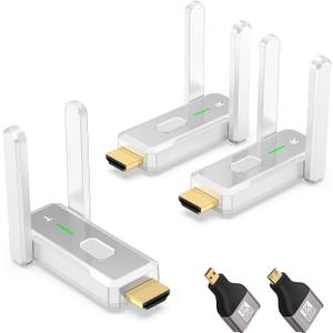 Wireless HDMI Transmitter and 2 Receivers, 500 FT/150M, 2.4G+5G Plug & Play, 1080P HD Audio and Video Transmission, Suitable for Laptops, Desktops, TV Boxes, Projectors to Monitors (Off-White)