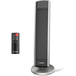 Lasko Oscillating Digital Ceramic Tower Heater for Large Rooms, with Adjustable Thermostat, Timer and Remote Control, 29 Inches, 1500W, Black, 5586