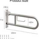 Toilet Grab Bar,23.6 Inch Flip-Up Bathroom Safety Rails with Paper Holder, Anti-Slip Handicap Grab Bars for Toilet, Stainless Steel Folding Support Handrail for Seniors, Elderly