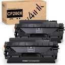 v4ink CF280X Toner Cartridge Compatible Replacement for HP 80A 80X CF280A CF280X Toner Cartridge Black for HP Pro 400 M401a M401d M401dn M401dne M401dw M401n MFP M425dn M425dw Printer 2Pack High Yield