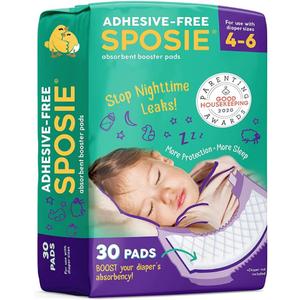 Sposie Diaper Booster Pads, Size 4-6, 30 Count - Hypoallergenic, Dermatologist and Pediatrician Tested, Fragrance, Latex, Chemical and Cruelty-Free, Made in USA