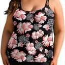 Aleumdr Women's Plus Size 2 Piece Swimsuits Tummy Control Tankini Bathing Suit Flowy Swim Tank Top with Boyshorts 3XL