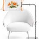 Adjustable Cross Stitch Floor stand with Side Clamp Fit for Lowery Workstand, 360 Rotating Needlepoint Stand for Embroidery Hoops, Q-Snap Frames & Scroll Rods, All Stainless Steel Construction