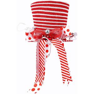 Ochine Christmas Tree Topper Hat Holiday Decoration Classic Black and White Checkered Derby Top Hat with Large Bow Decor Collapsible Xmas Hat Party Supplies Ornaments Home Decorations