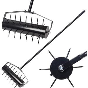 18 Inch Heavy Duty Rolling Lawn Aerator, Adjustable Weight Manual Lawn Aerator Roller, Outdoor Garden Lawn Care Tool for Yard & Lawn Maintenance