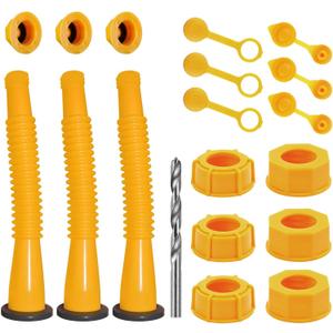 Gas Can Spout Replacement Kit, Gas Can Nozzle Replacement (3 Kit-Yellow) All gaskets are installed and ready to use upon receipt. For 1/2/5/10 gallon gas can. Easy and convenient to use