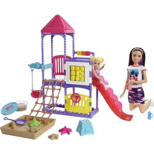 Barbie Skipper Babysitters Inc. Climb 'n Explore Playground Dolls & Playset with Babysitting Skipper Doll, Toddler Doll, Play Station, Moldable Sand & Accessories for Kids 3 to 7 Years Old