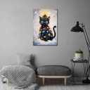 MNFGMH Black Cat Christmas Tree Canvas Painting Merry Christmas Cute Cat Poster Funny Xmas Home Decor Holiday Gift For Christmas Canvas Roll 16x24 inch (Color4-Unframed)
