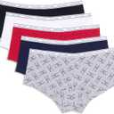 Tommy Hilfiger womens Classic Cotton Boyshort Underwear With Logo Waistband 5-pack, S