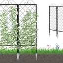 Zhongma 2 Pack Metal Garden Trellises for Climbing Plants, 53.5 Inch Tall Metal Fence Plant Support Trellis for Flower and Vagetable, 32"W x 0.8"D x 53.5"H