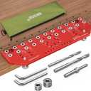 11-Hole Shelf Pin Jig and Hinge Jig 2-in-1,1/4 Inch and 5mm Shelf Pin Drilling Jig,Self-contained Clamping Function Shelf Jig and Cabinet Hardware Jig Tool Drill Guide