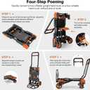 330LB Folding Hand Truck Heavy Duty Carrying, Combination of Four Wheels and Two Wheels Convertible Dolly Cart with Retractable Handle Dolly for Moving Office Carts(Orange)