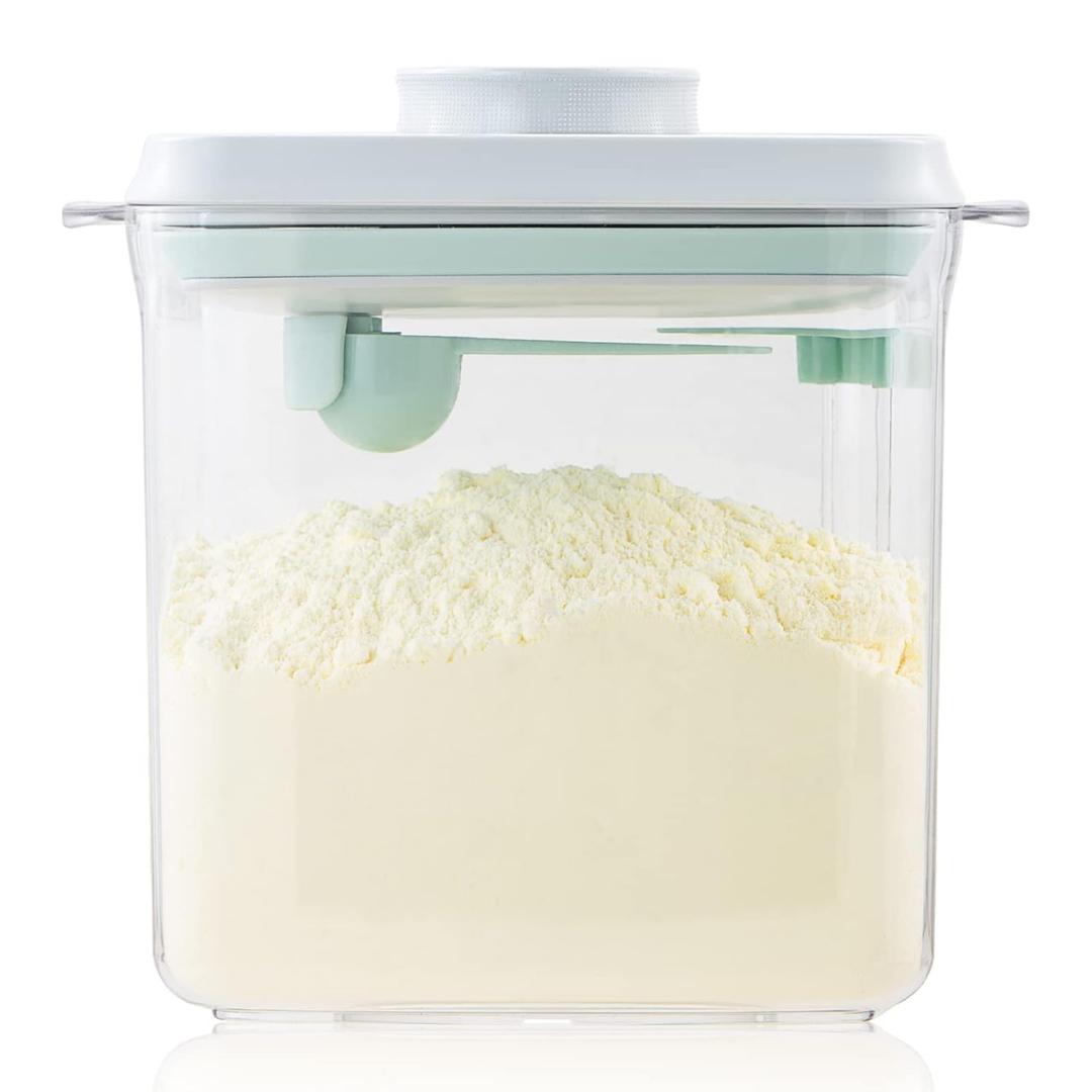 Tourdeus Formula Container - 1700ml Pop Top Milk Powder Container, BPA-Free Airtight Formula Dispenser with Scoop and Scraper, 21OZ, 1.32LB, 600g, Clear