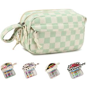 Bluboon Big Capacity Pencil Case Pencil Pouch Pen Case School Supplies Cute Pencil Box Pencil Bag for Teen Girls Boys Women Man (Green White Checkered)