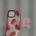 Cute Case for iPhone 16 Pro Max for Women Girls - Funny Strawberry Design Compatible with Magsafe Magnetic Ring Holder Kickstand Fashion TPU Phone Covers