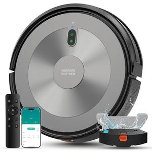 Robot Vacuum and Mop Combo, 5000Pa 3-in-1 Robotic Vacuum Cleaner, Brushless Motor, Tangle-Free Design, Smart App/Alexa Control, Auto Charging & Schedule, ideal for Pet Hair, Hard Floor and Carpet