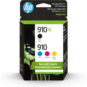 910XL Ink Cartridge 4 Packs Compatible Replacement for HP Ink 910 XL with OfficeJet Pro 8020 8025 8028 8035 8030 8010 8015 8018 8022 Printer, Black Color