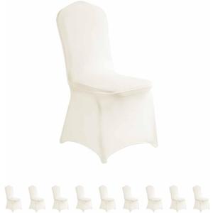 LZY 10pcs Spandex Chair Cover Stretch Slipcovers for Wedding Party, Dining Banquet Chair Decoration Covers (Ivory, 10)