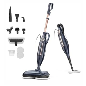 DEVOAC VM6 Scrubbing Steam Mop with Rotating Mop Pads, 10 in 1 Steam Mop, Lightweight Spin Mop & 3 Steam Modes for Hard Floor Laminate Marble Floors (Ebony)