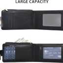 FOXLOVER Women's RFID Slim Card Holder Wallet: Thin Bifold with Multi-Card Case & Zipper Coin Pocket Purse(Black)