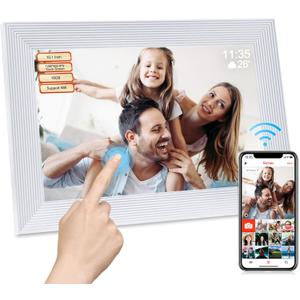 Frameo 10.1 Inch Smart WiFi Digital Photo Frame,Digital Picture Frame with 16GB Storage & SD Slot, Electronic Picture Frame IPS Touch Screen with Auto-Rotate, Frameo Digital Frame WiFi - White