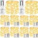 Beieverluck 10 Pack 33FT 100 LED Fairy Lights Battery Operated Fairy Lights with Remote and Timer Waterproof String Lights Outdoor Indoor for Bedroom Wedding Christmas Decorations, Warm White