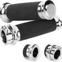BlueStars Motorcycle Hand Grips 1" Handlebars - Compatible with Harley Sportster Honda Yamaha Suzuki Kawasaki Softail Bobber Chopper Motorcycles - Nonslip Comfortable Durable (Chrome)