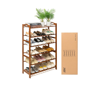 Shoe Rack for Front Door Entrance, Bamboo Shoe Rack for Closet Shoe Organizer Closet Organizers and Storage Shelves (Brown, 6 Tier)