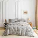 SUSYBAO Grey Paisley Duvet Cover King 100% Cotton 3 Pcs Set 1 Vintage Boho Floral Duvet Cover with Zipper Ties 2 Pillowcases European Style Gray Bohemian Flower Bedding Set Soft